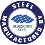 Manufactured by Bluescope Steel logo